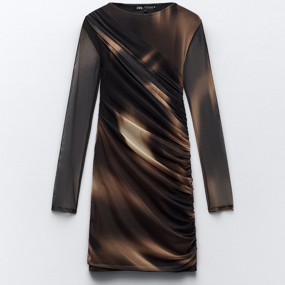 ZARA PRINT DRESS WITH TULLE - Picture 3 of 10